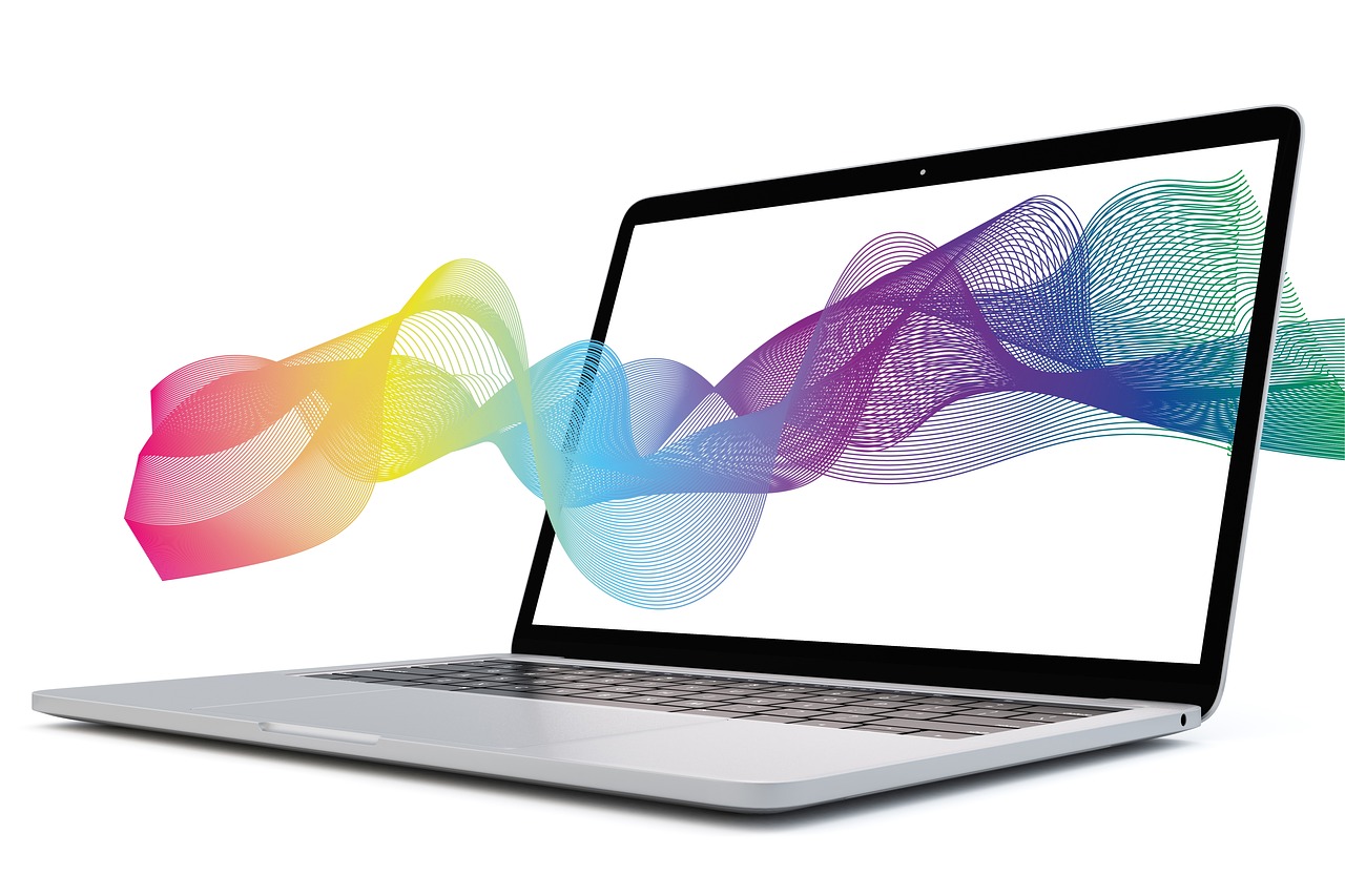 computer, screen, abstract, colors, rainbow, wave, nature, communication, laptop, design, technology, startup, internet, digital, modern, display, monitor, marketing, web